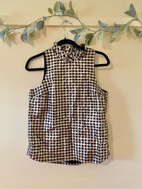 J Crew Gingham Gold and Black Blouse